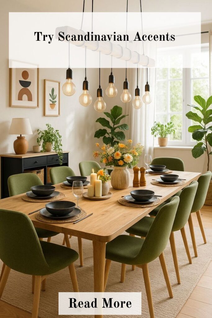 Modern farmhouse living room with Scandinavian accents, featuring clean-lined furniture, light wood finishes